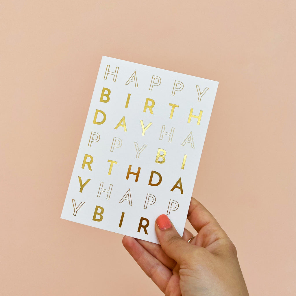 happy birthday repeat - gold
