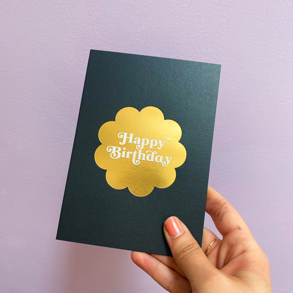 Happy Birthday Flower - Gold