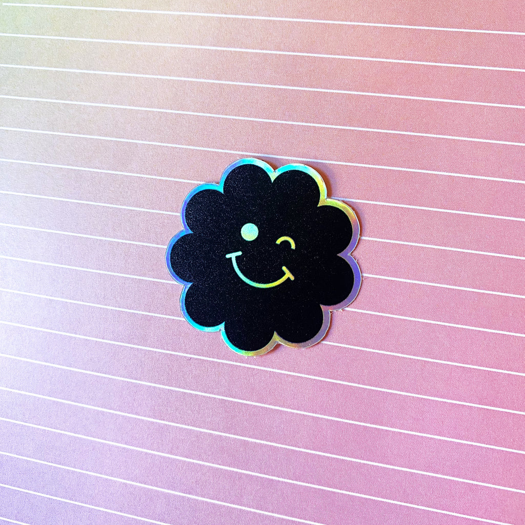 Happy holo flower sticker