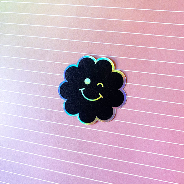 Happy holo flower sticker