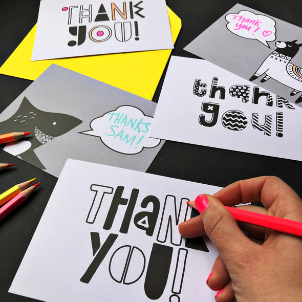 Kids Colour Your Own Thank You Cards