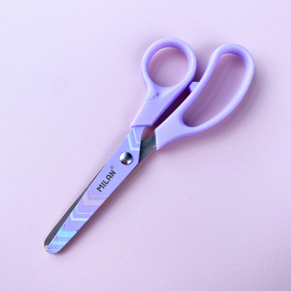 MILAN Blister Pack Basic Pastel Scissors Lilac Silver