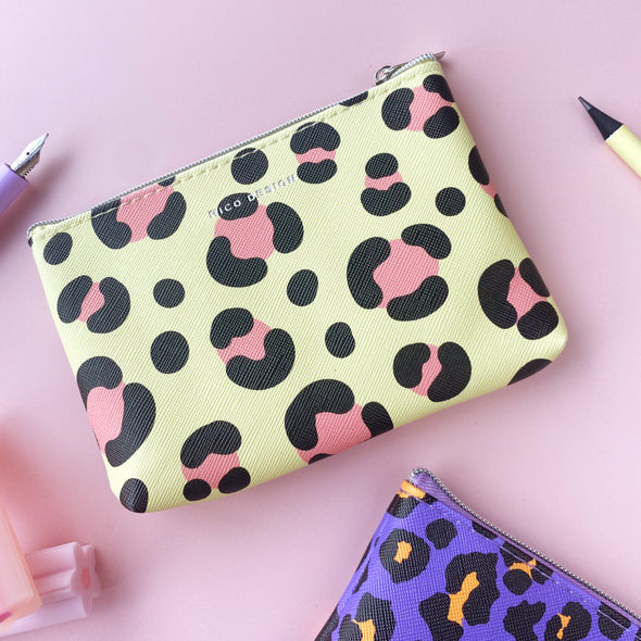 Yellow and Peach Leopard Pouch