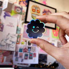 Happy holo flower sticker
