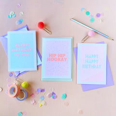 Neon Birthday Card Set