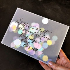 pretty post vellum envelope with confetti