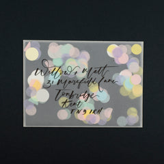 pretty post vellum envelope with confetti