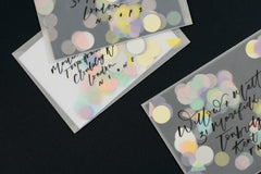 pretty post vellum envelope with confetti